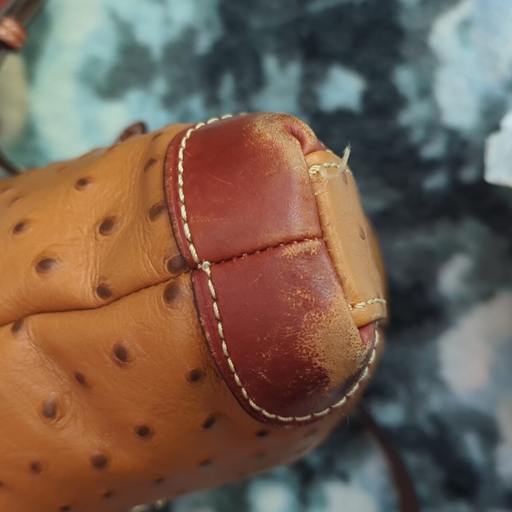 Dooney & Bourke Tan Ostrich Crossbody Bag Letter Carrier - Picture 6 of 8